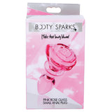 Booty Sparks Pink Rose Glass Anal Plug-Small